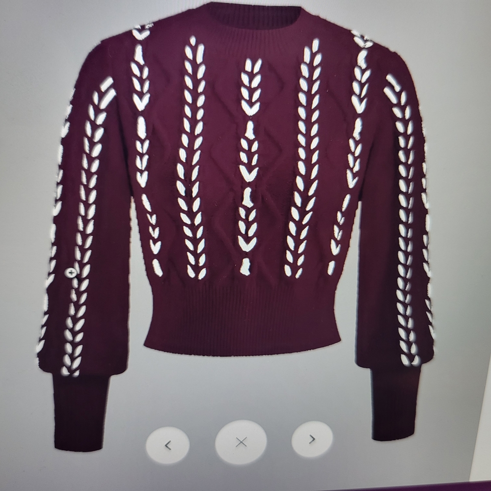 Commense Burgundy Sweater with White Detailing - Picture 1 of 3